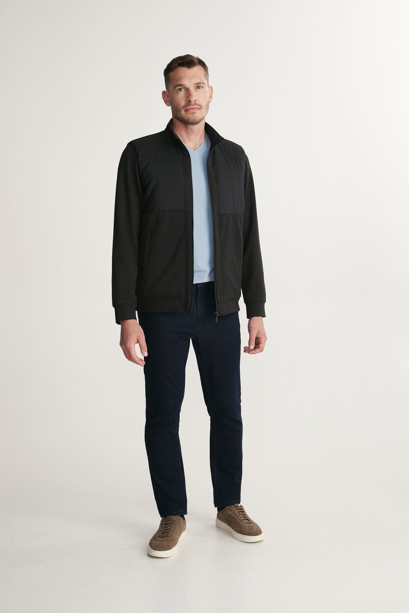 Lightweight Quilted Mock-Neck Jacket
