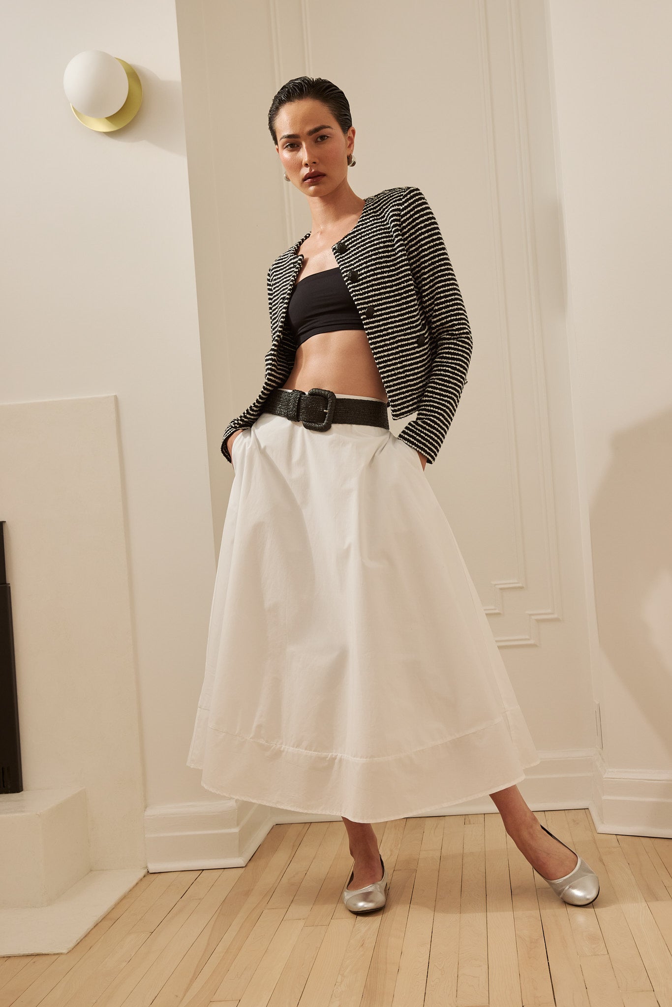 Poplin skirt with elastic waist