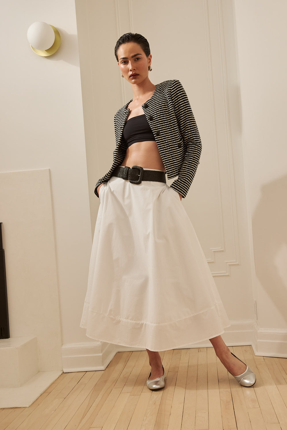 Poplin skirt with elastic waist