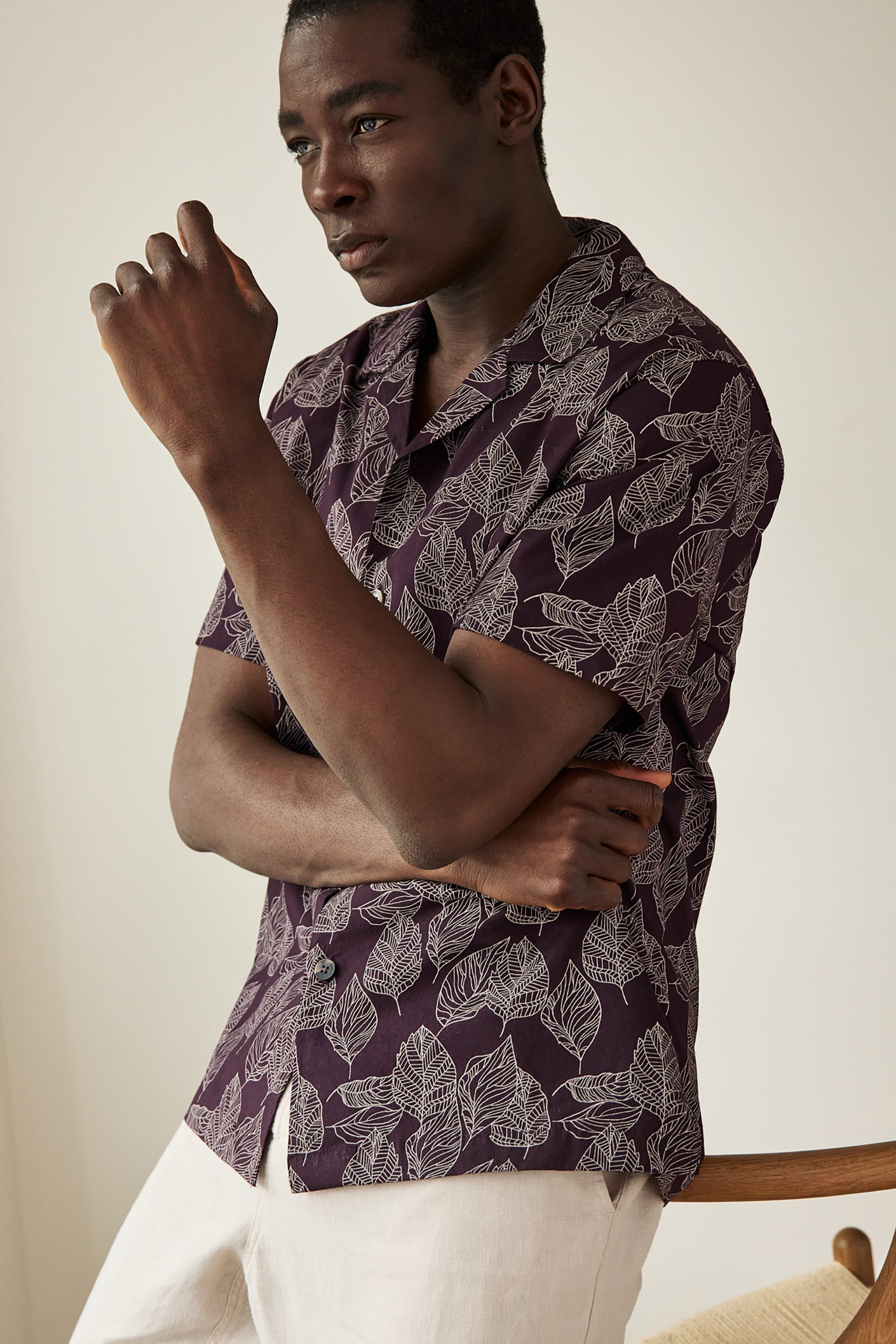 Chemise à imprimé de feuillage