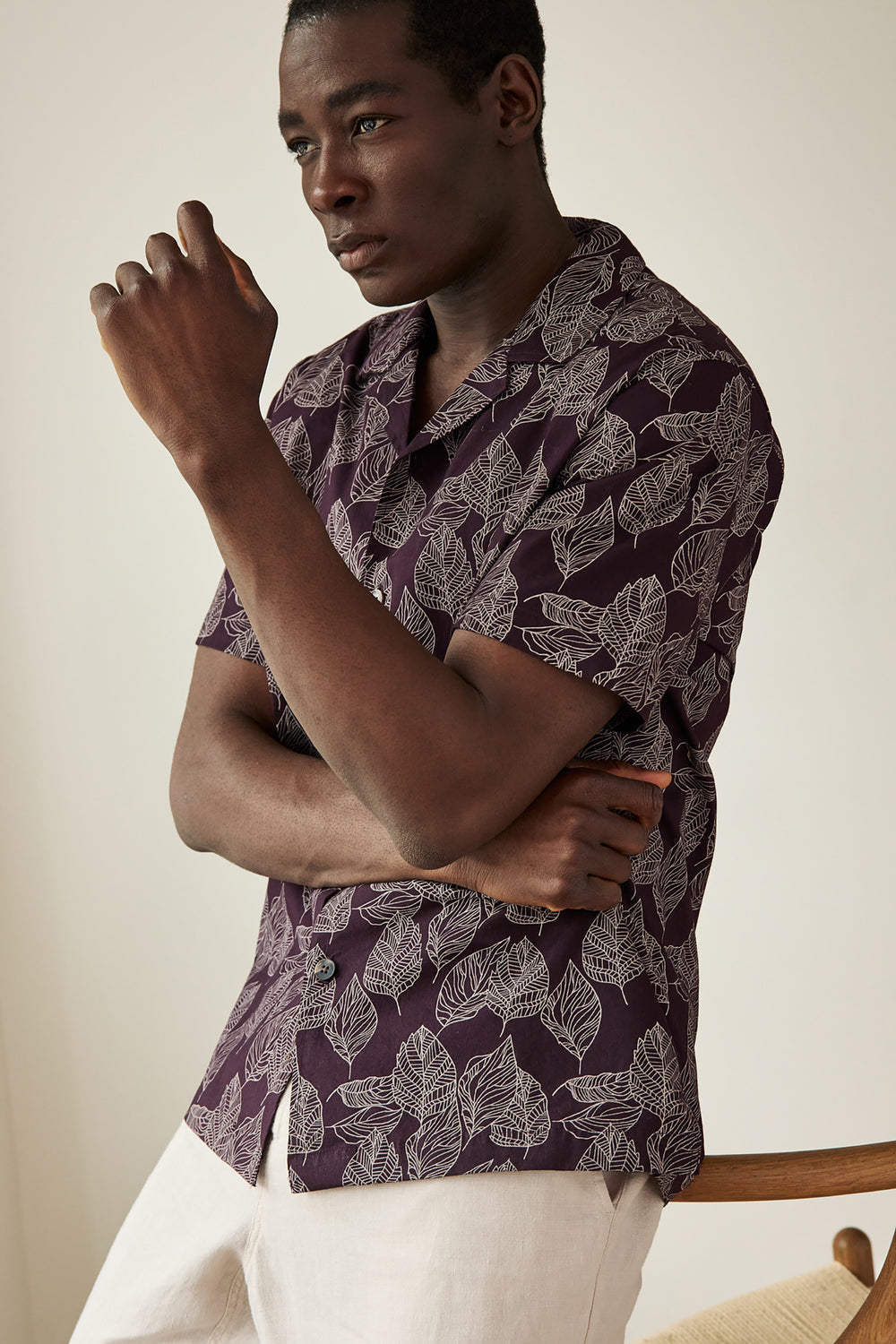 Chemise à imprimé de feuillage