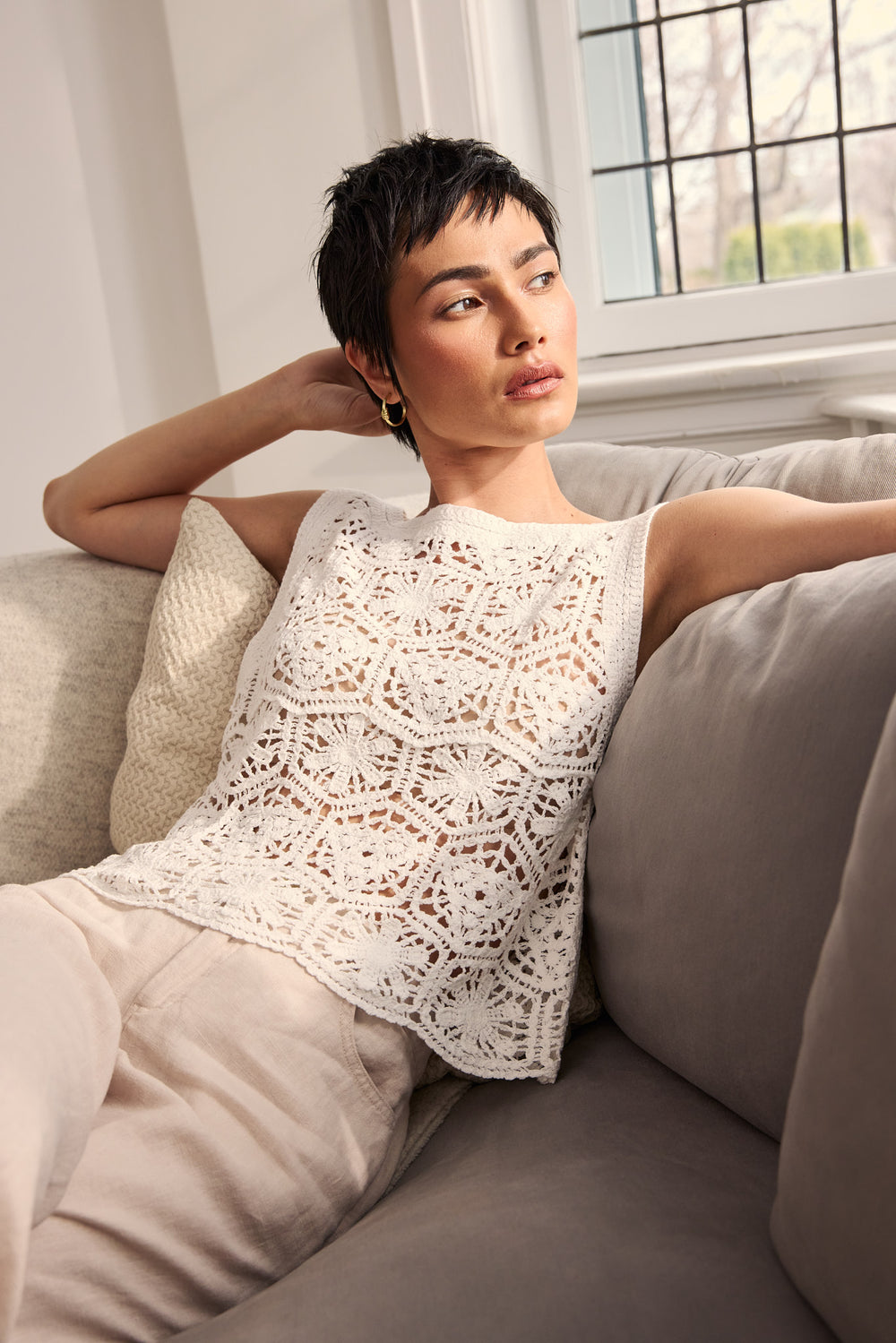 Haut blanc en crochet