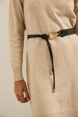 Leather sash belt