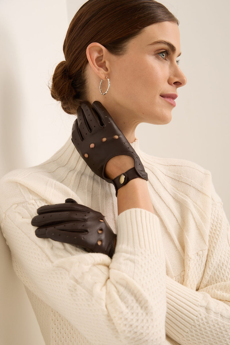 Leather Gloves With Snap