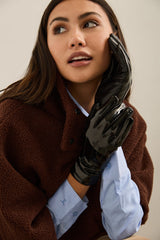 Shiny leather gloves