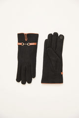 Wool gloves with leather detai