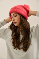Angora melange beanie with rem