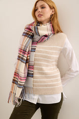 Plaid Scarf With Fringes