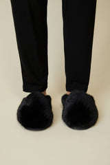 Faux fur slippers