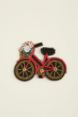 Beaded Sequins Bicycle Appliqué Brooch