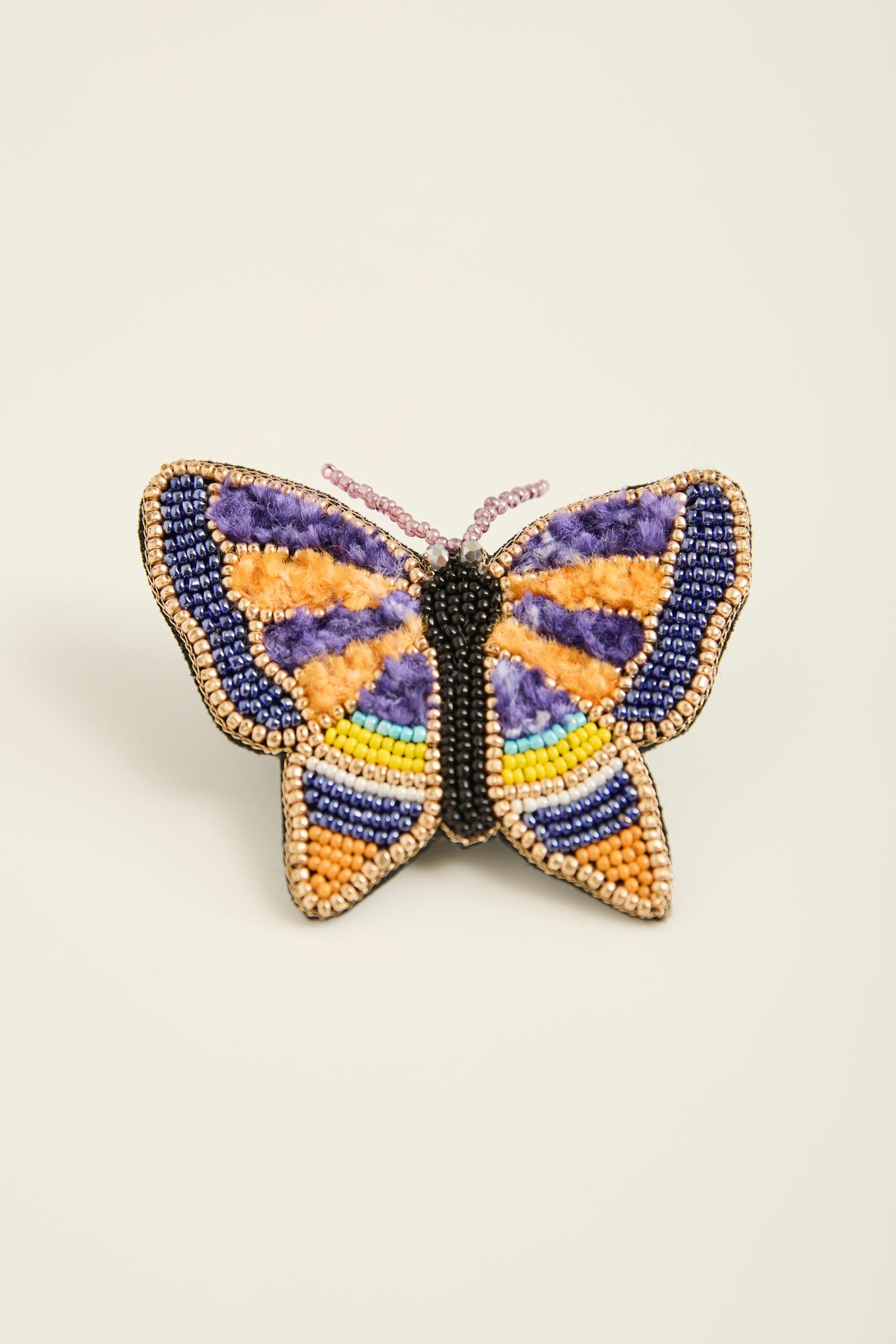 Beaded Butterfly Appliqué Brooch