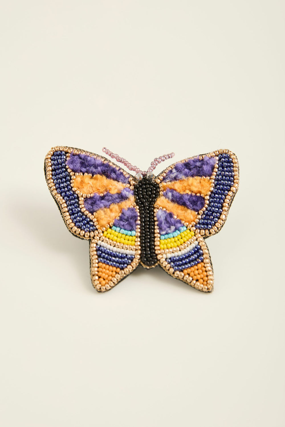 Beaded Butterfly Appliqué Brooch