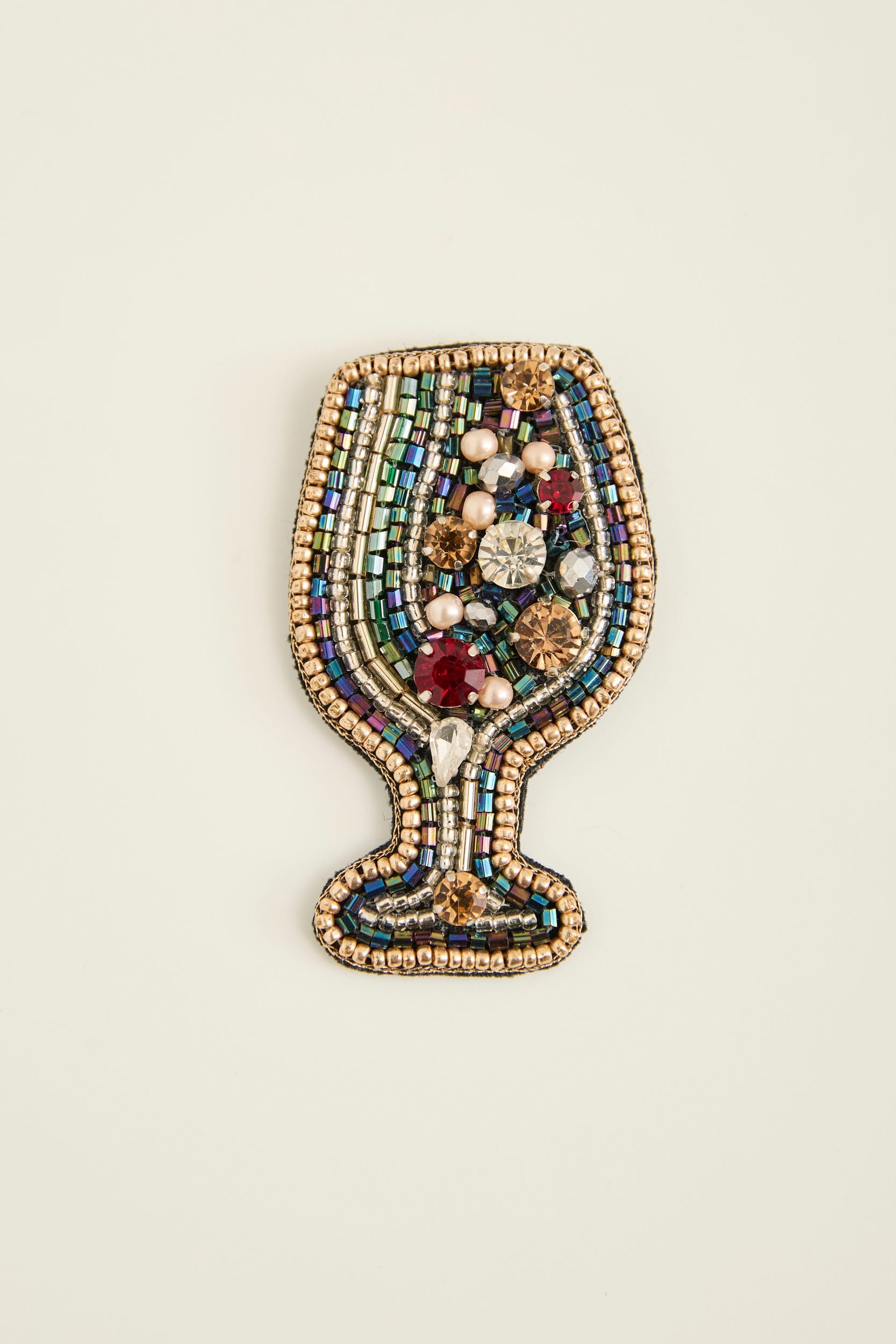 Beaded Glass Appliqué brooch