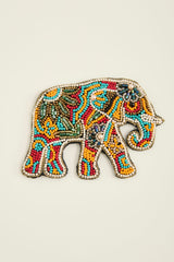 Beaded Elephant Appliqué Brooch