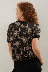 Printed top with rib finishing