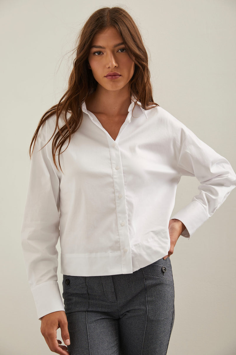 Oversized cropped shirt with pleat detail