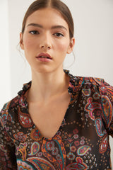 Printed blouse with frill detail