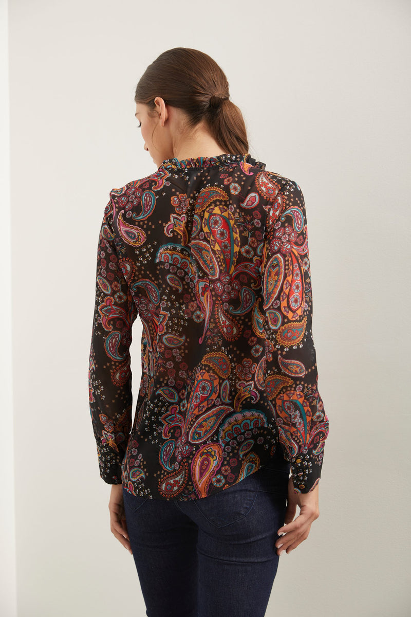 Printed blouse with frill detail