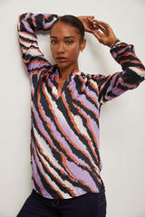 Printed blouse with gathering