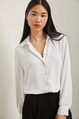 Regular blouse with lace insertions