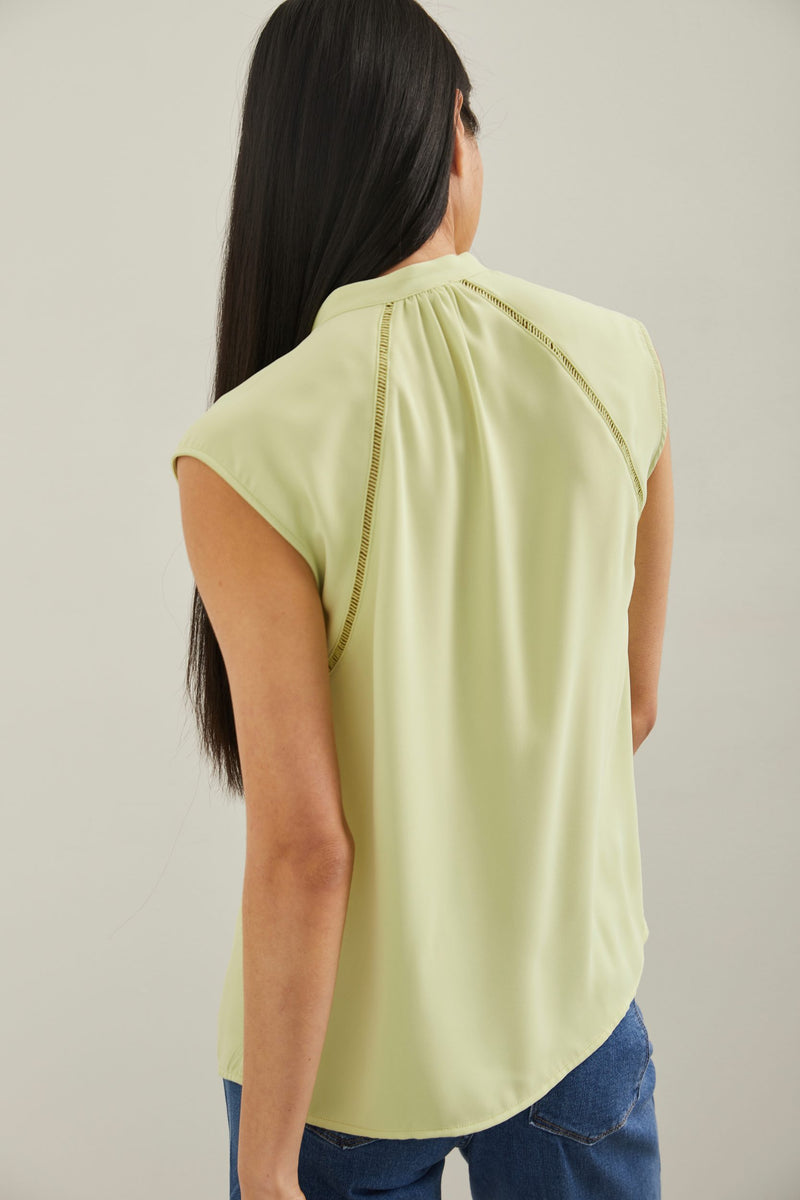 Sleeveless top with ribbon detail