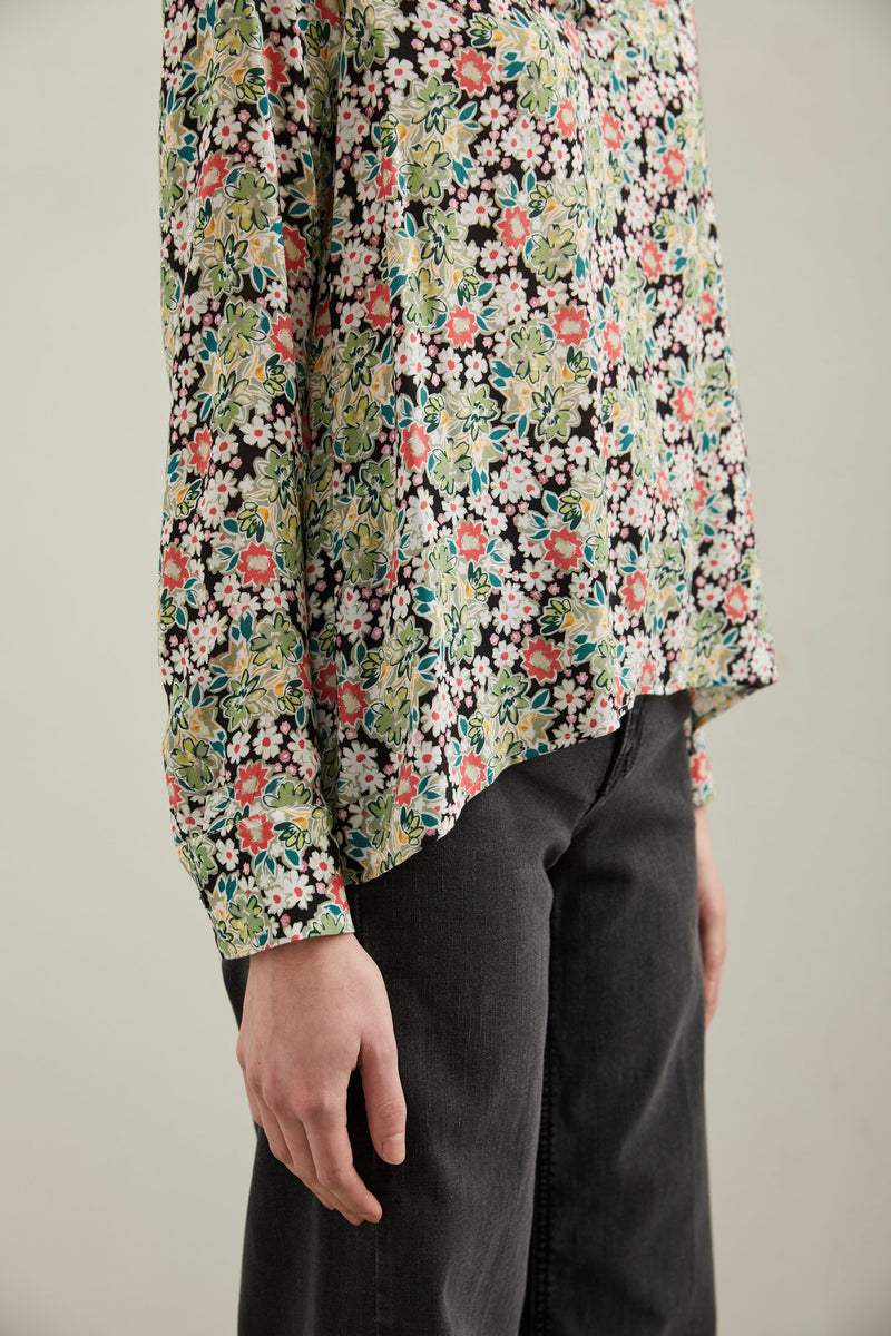 Printed blouse with gathering