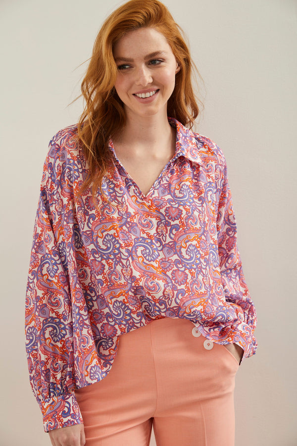 Oversized printed blouse