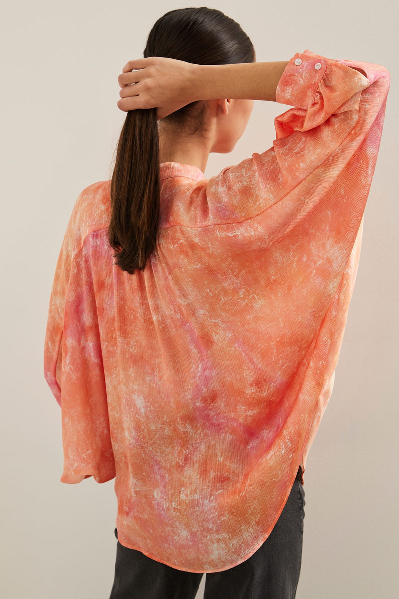 Oversized dolman blouse with puffy sleeves