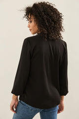 Blouse With Puffy Sleeves and Elastic Cuffs