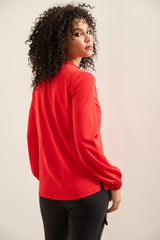 Blouse With Puffy Sleeves and Elastic Cuffs