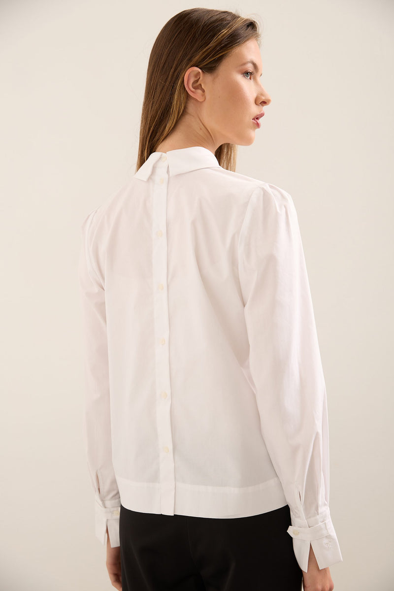 Cropped Poplin Blouse With Back Placket