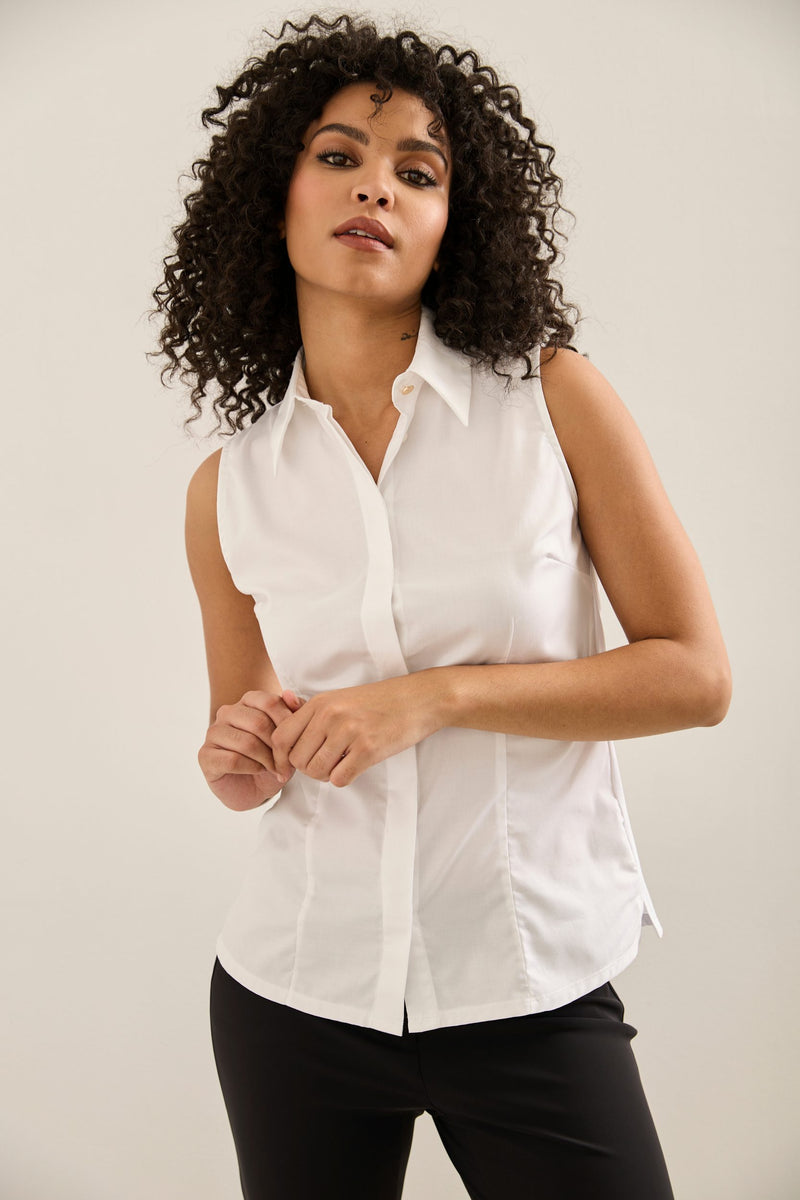 Poplin & Jersey Sleeveless Shirt