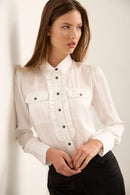 Blouse With Chest Pockets & Frills