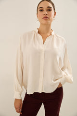 Oversized Dolman Blouse With Puffy Sleeves