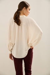 Oversized Dolman Blouse With Puffy Sleeves