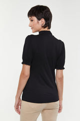 Mock neck t-shirt with puffy sleeves