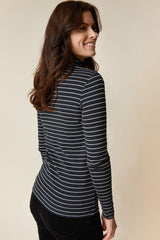 Striped turtleneck top