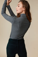 Striped turtleneck top