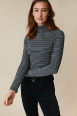 Striped turtleneck top