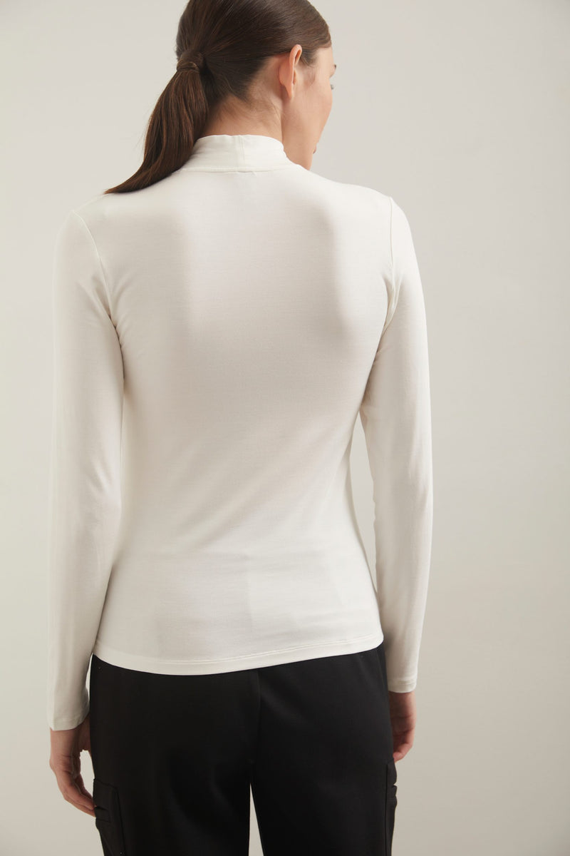 Mock neck top with gathering