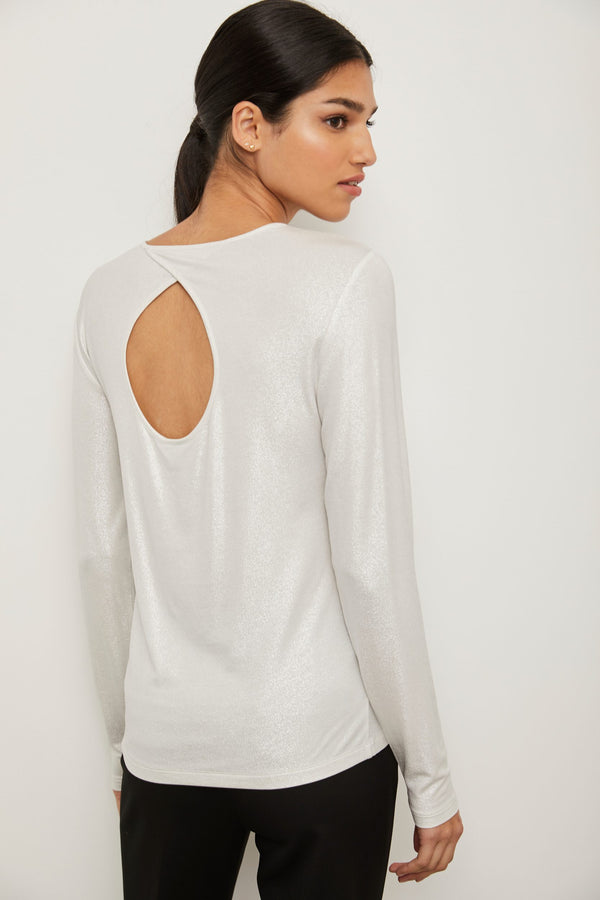 Metallic effect rib top with back opening