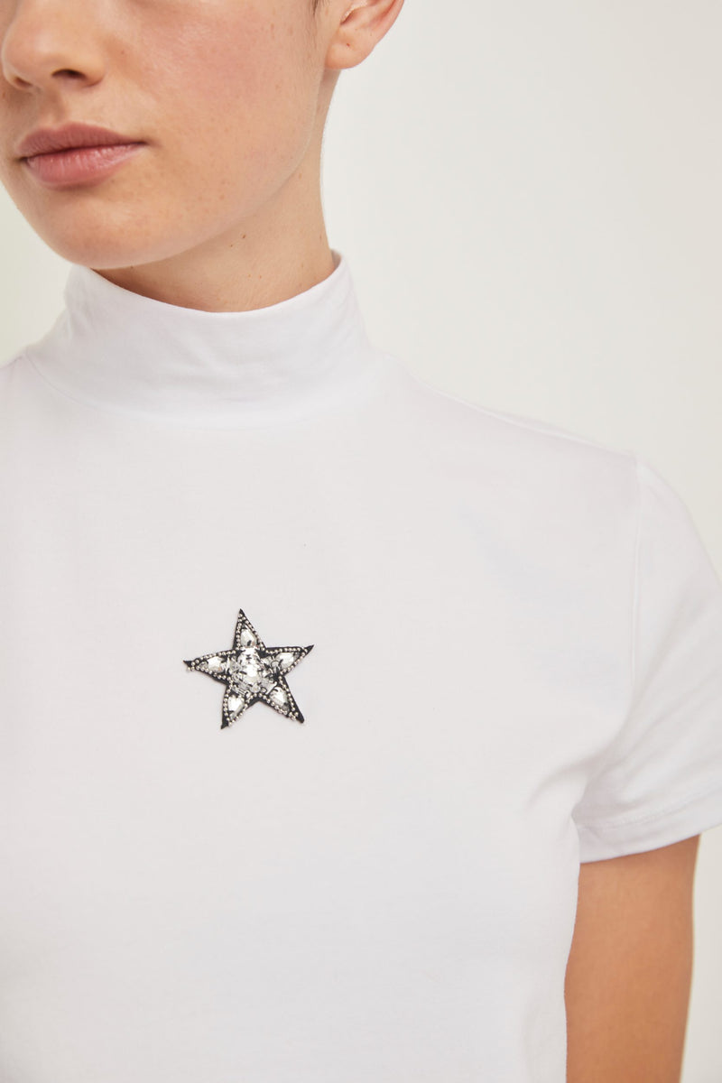 Mock neck t-shirt with glitter star
