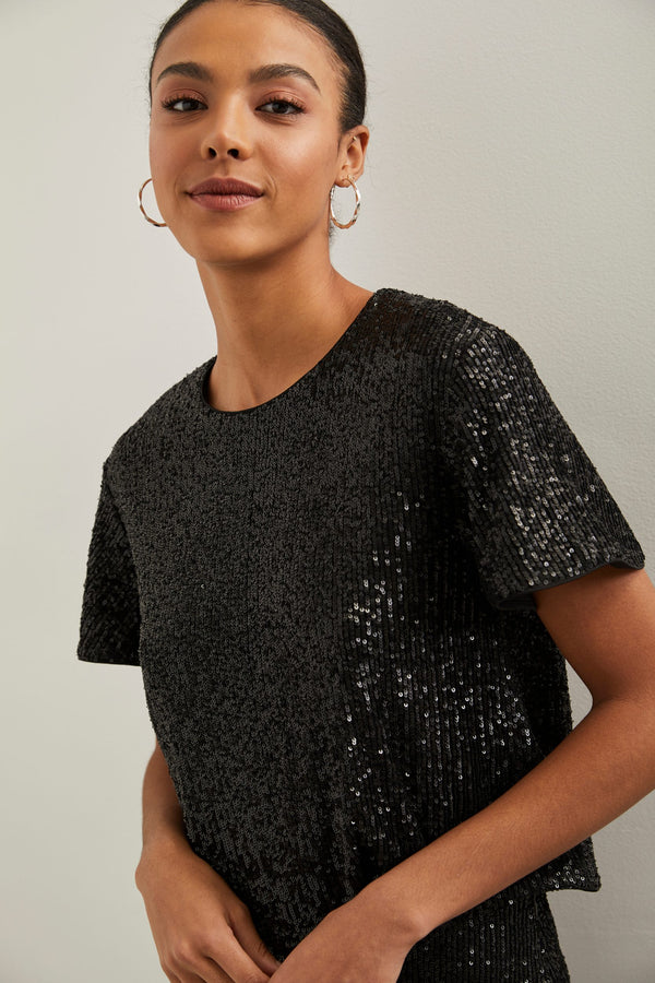 Crop top dos nu à sequins