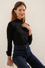 Mock Neck Top With Large Cuffs
