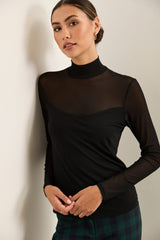 Micro Mesh Top With Front Yoke