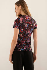Floral Printed Micro Mesh T-Shirt