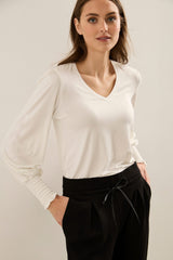 Jersey top with puffy sleeves