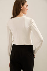 Jersey top with puffy sleeves