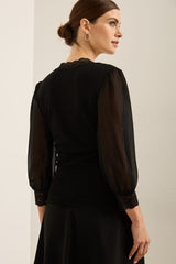 Rib Top With Puffy Sleeves
