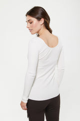 Pull côtelé à encolure en cœur